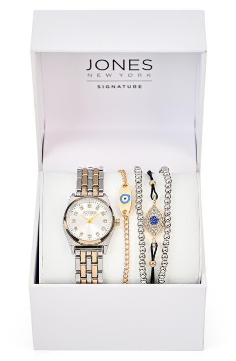 Two-Tone Bracelet Watch & Bracelets Set, 26mm x 32mm