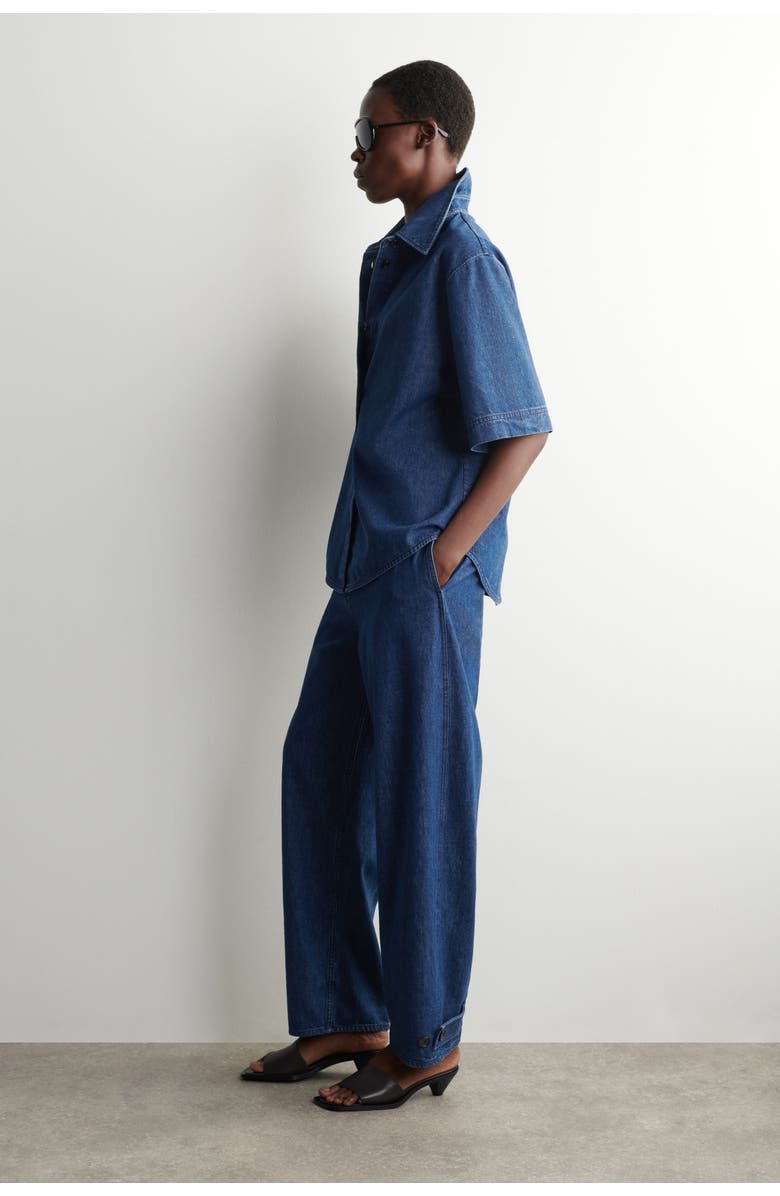 COS Boxy Short-sleeved Denim Shirt, Alternate, color, Dark Blue