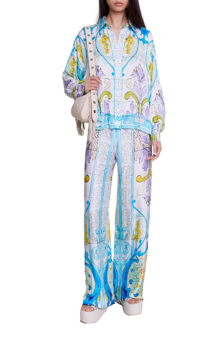 maje Cezaique Tile Print Button-Up Shirt, Alternate, color, 