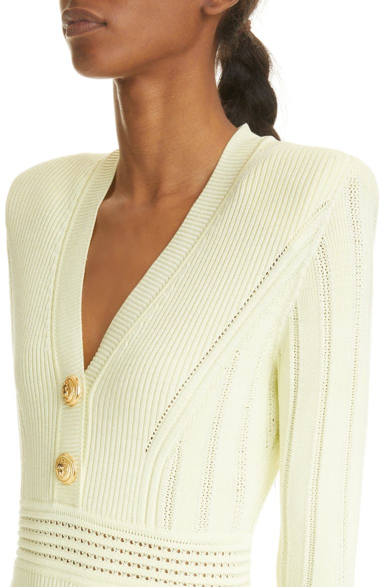 Bracelet Sleeve Rib Dress, Alternate, color, LT YELLOW