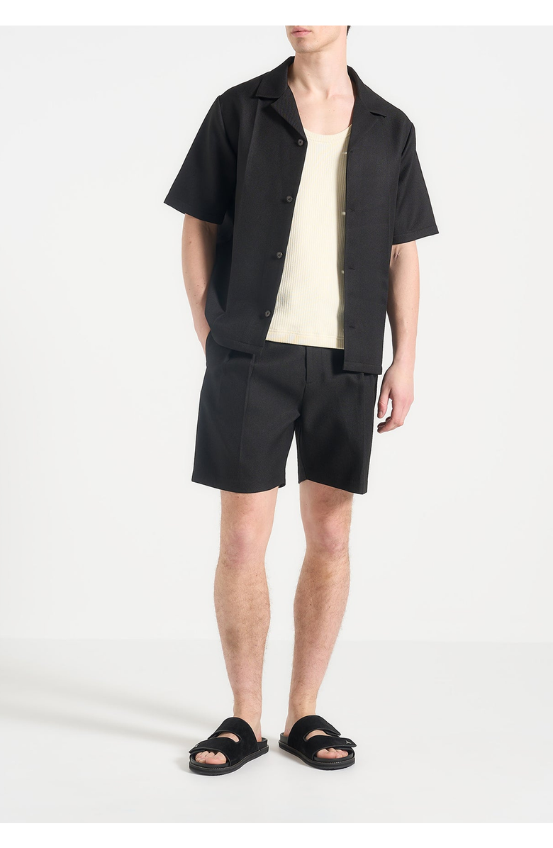Manière De Voir Bertrand Twin Pleat Tailored Shorts, Main, color, Black