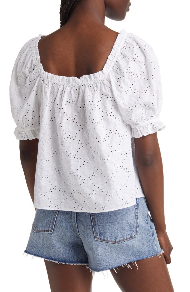 & Other Stories Puff Sleeve Cotton Eyelet Top, Alternate, color,