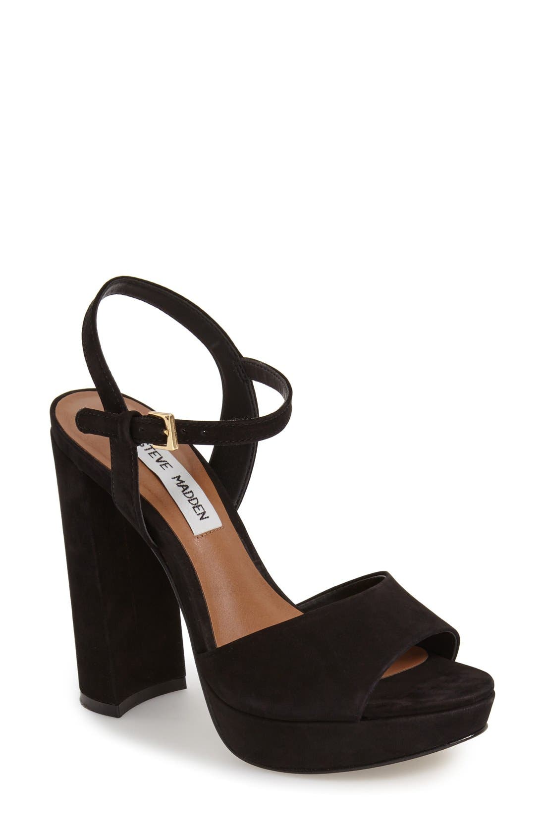 'Kierra' Platform Sandal, Main, color, BLACK NUBUCK