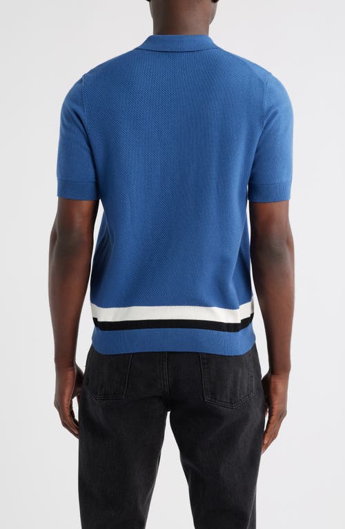 Hugo Boss Mens Medium Blue Striped Regular-fit Short-sleeve Knitted Polo Xl In Blue
