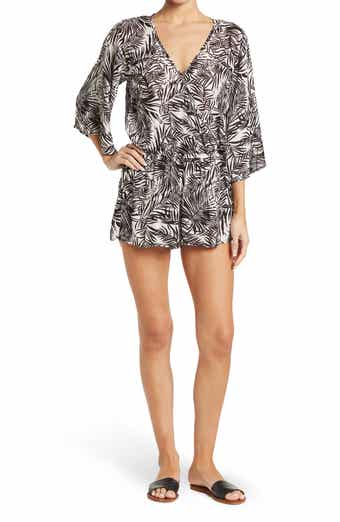 Elan Surplice V-Neck Print Romper