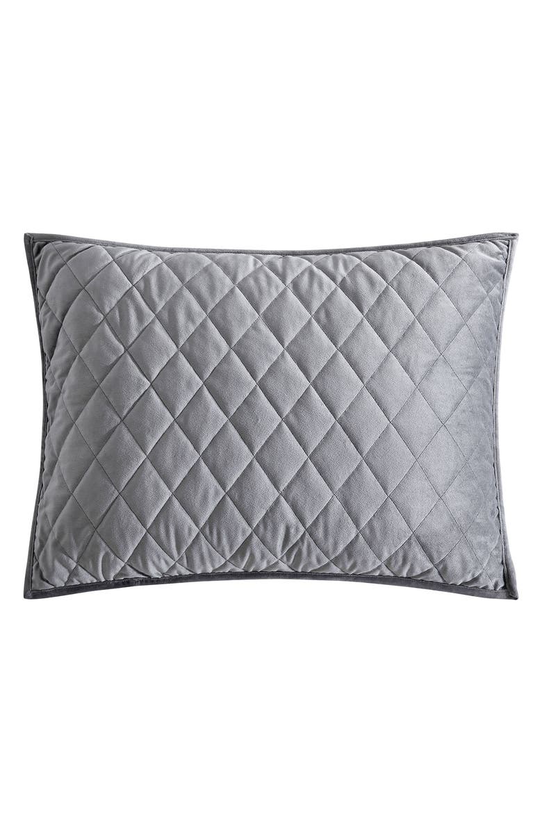 Vera Wang Diamond Velvet Quilt & Sham Set, Alternate, color, Soft Charcoal