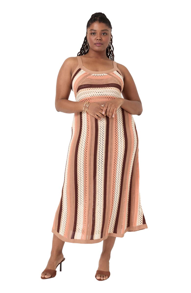June + Vie Stripe Sweater Midi Dress, Main, color, Multicolor Stripe