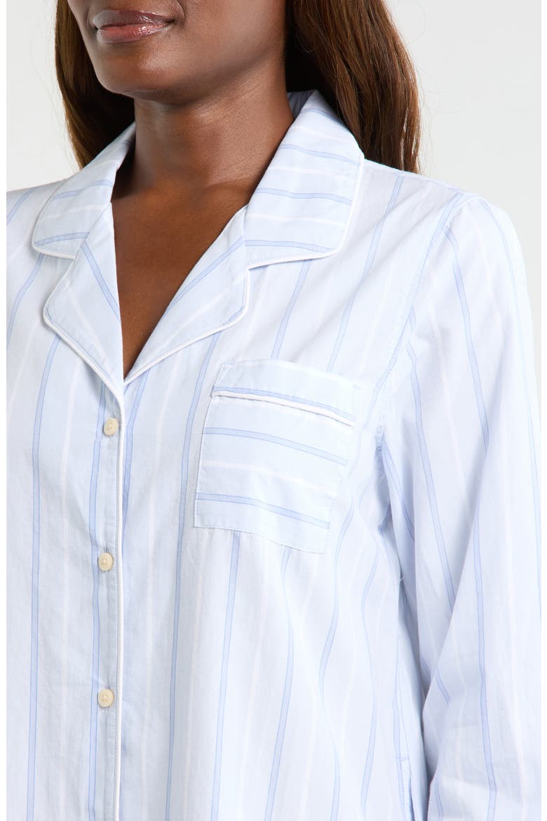 Classic Piped Cotton Nightshirt, Alternate, color, BLUE PARKER STRIPE