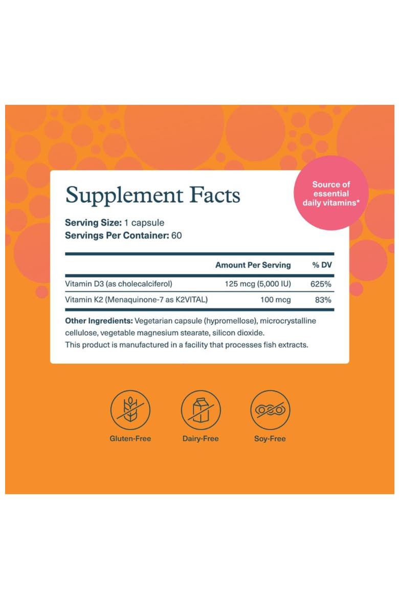 K2D3 Bone Heart Health Support Vegetarian Capsules 60 Vegetarian Capsules, Alternate, color, None