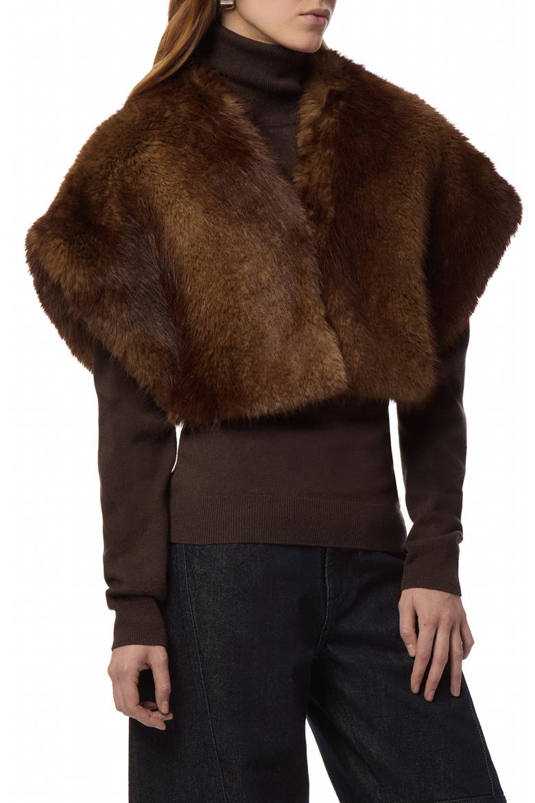 Devin Faux Fur Shrug, Alternate, color, MINK