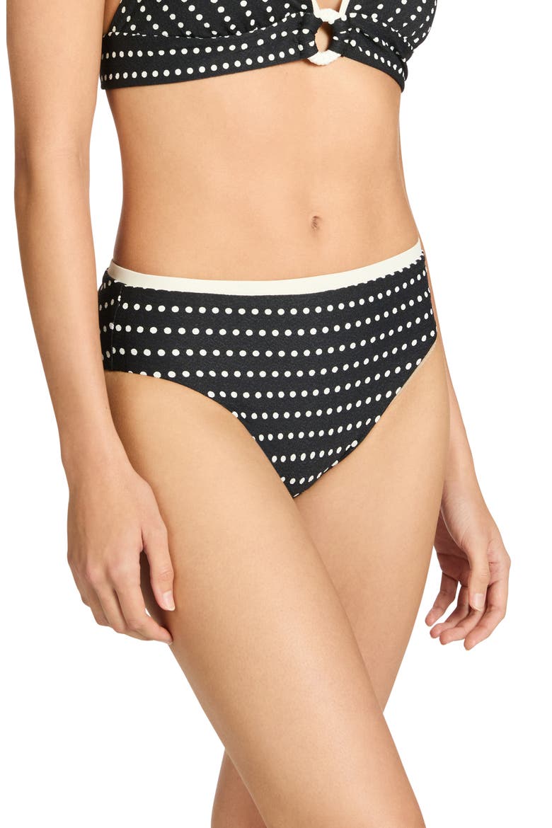Millie High Waist Bikini Bottoms, Alternate, color, BLACK/ ECRU