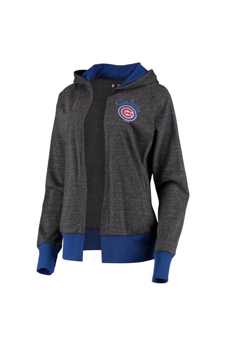 G-III 4HER BY CARL BANKS Women's G-III 4Her by Carl Banks Heathered Charcoal Chicago Cubs Chalk Talk Tri-Blend Hoodie Cardigan, Alternate, color,