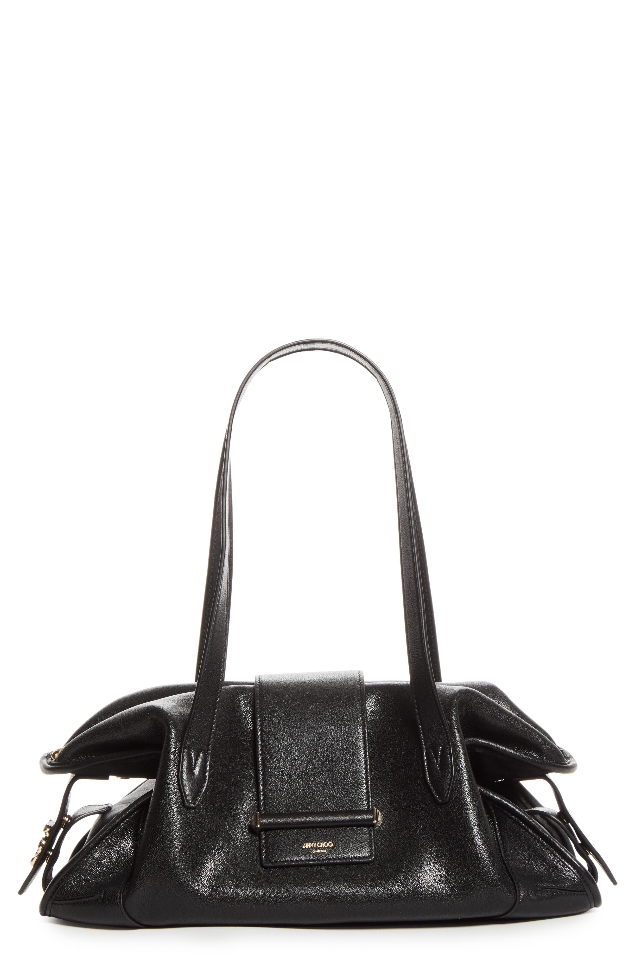 Medium Bar Leather Holdall Bag, Main, color, BLACK/ SHINY GOLD