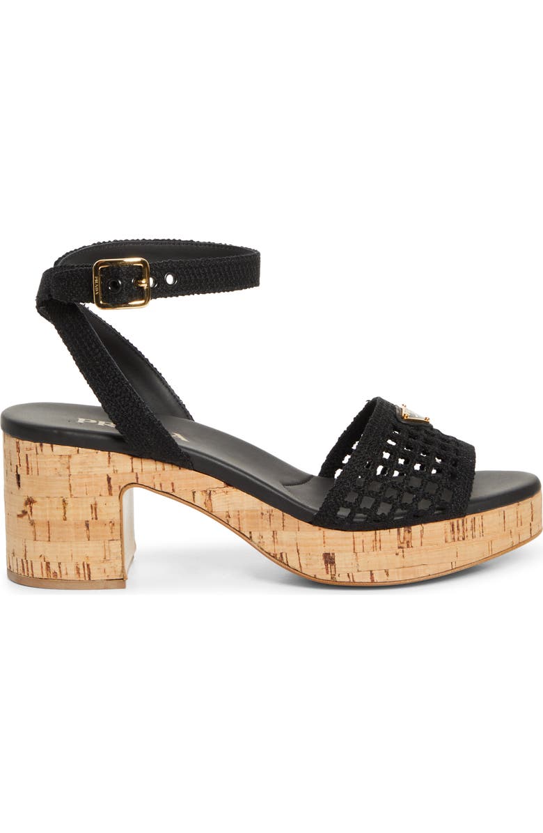 Prada Crochet Cork Platform Sandal, Alternate, color,