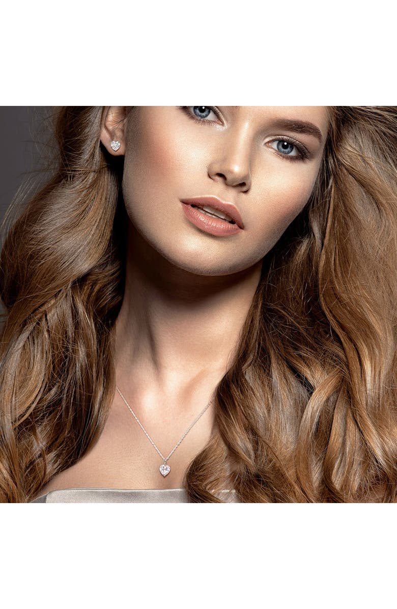 DELMAR Heart Cut Lab Created White Moissanite Solitaire Pendant Necklace & Stud Earrings Set, Alternate, color, White