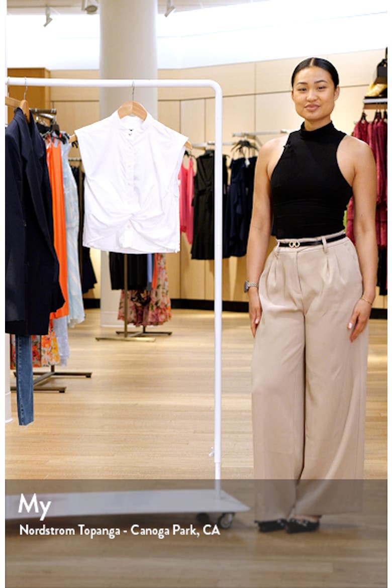 Louisa Twist Front Sleeveless Cotton Poplin Button-Up Shirt video