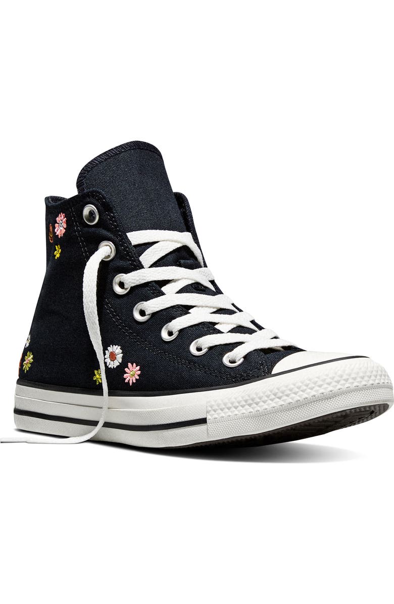 Converse Gender Inclusive Chuck Taylor All Star Floral Embroidered Canvas High Top Sneaker, Main, color, Black/ Bright Outlook