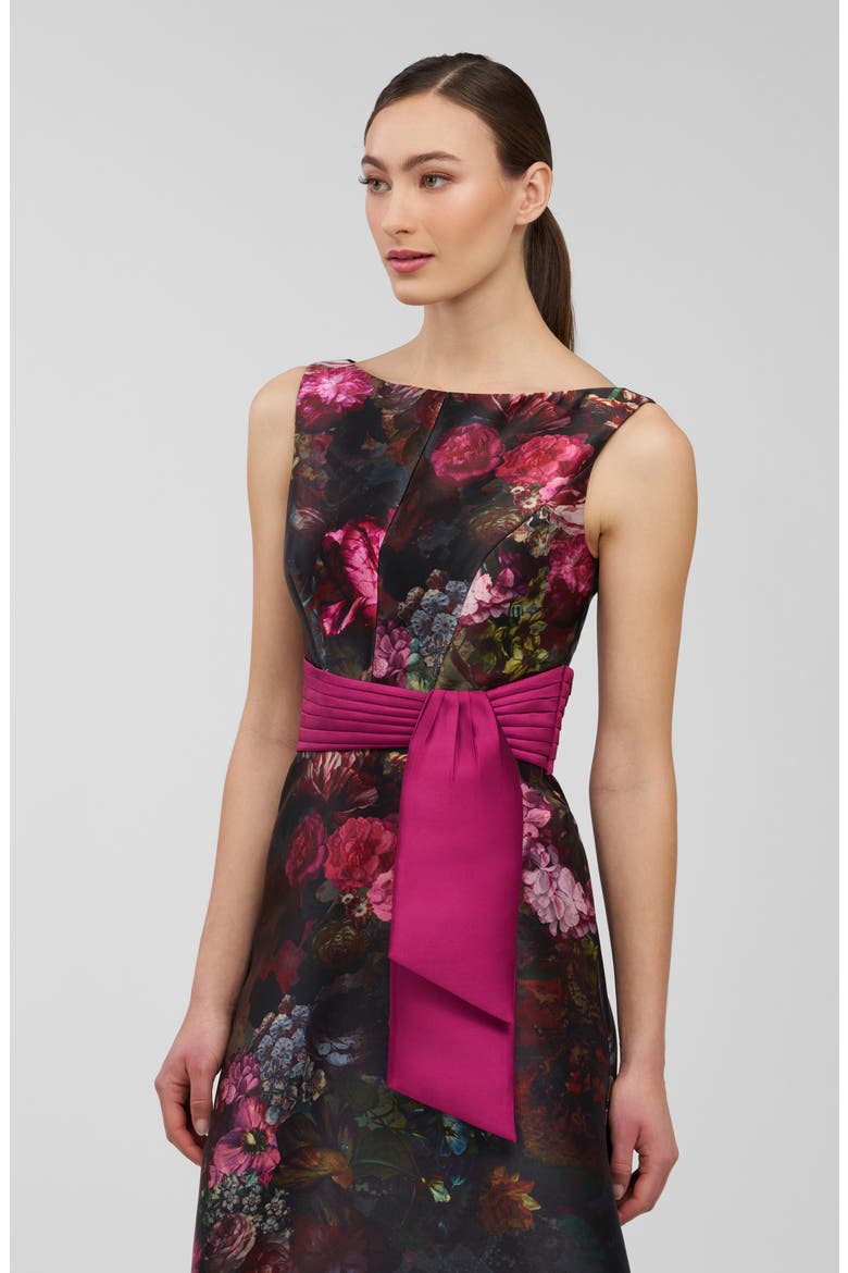 Nicoletta Floral Sleeveless A-Line Gown, Alternate, color, MULBERRY MULTI