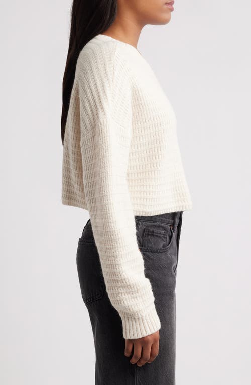 PACSUN PACSUN POLAR WAFFLE KNIT CROP SWEATER