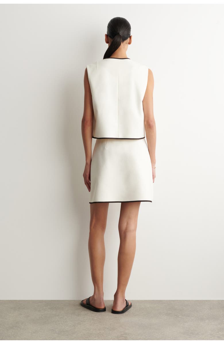 COS Contrast-trimmed Mini Wrap Skirt, Alternate, color, White / Brown