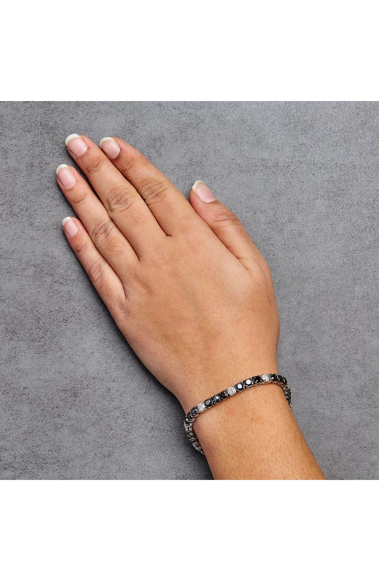 Haus of Brilliance Silver 12.0Cttw Black and White Diamond Tennis Bracelet, Alternate, color, White