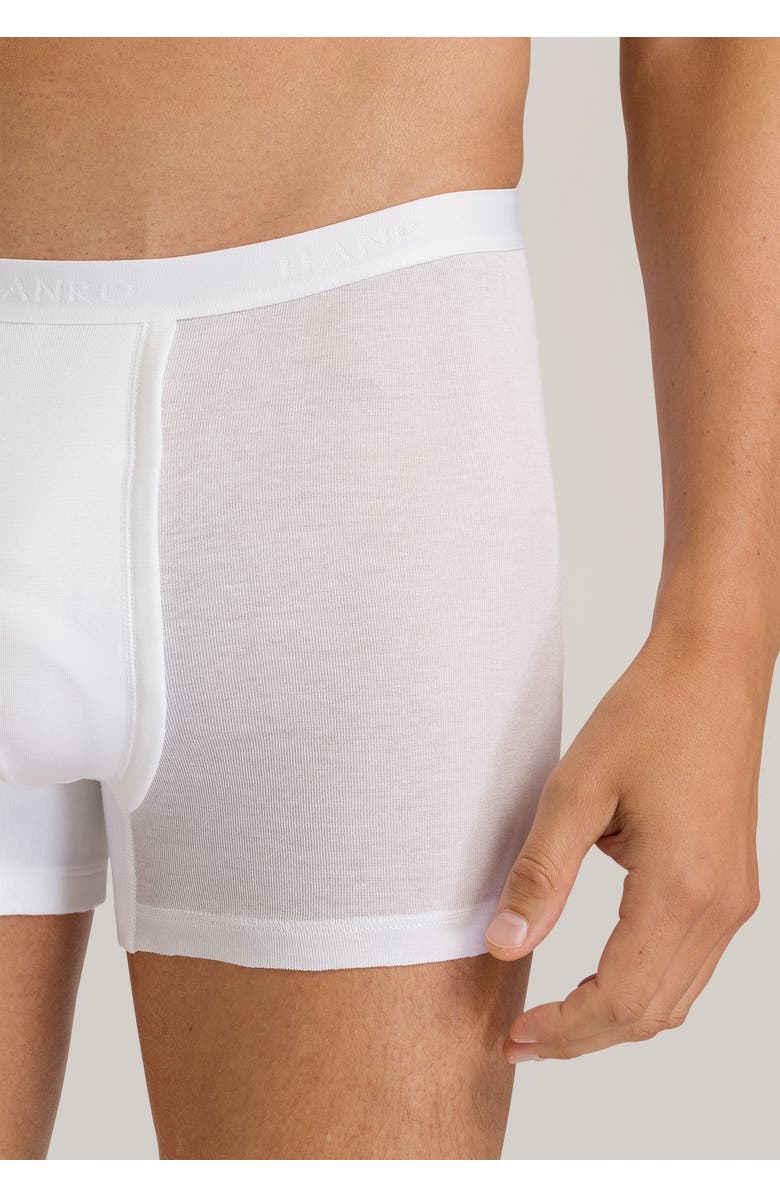 Hanro Cotton Pure Cotton Boxer Brief With Fly, Alternate, color, White