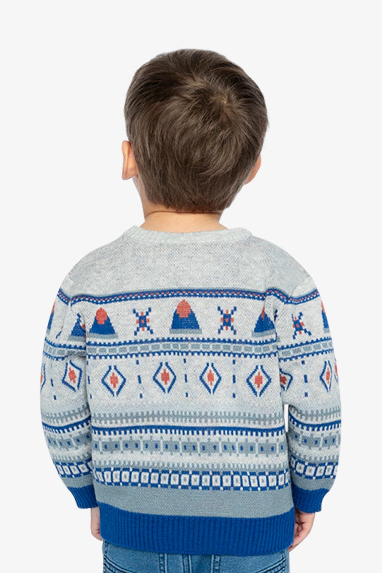 Jacquard Knit Fair Isle Ribbed Cuff Sweater, Alternate, color, Blue and Beige
