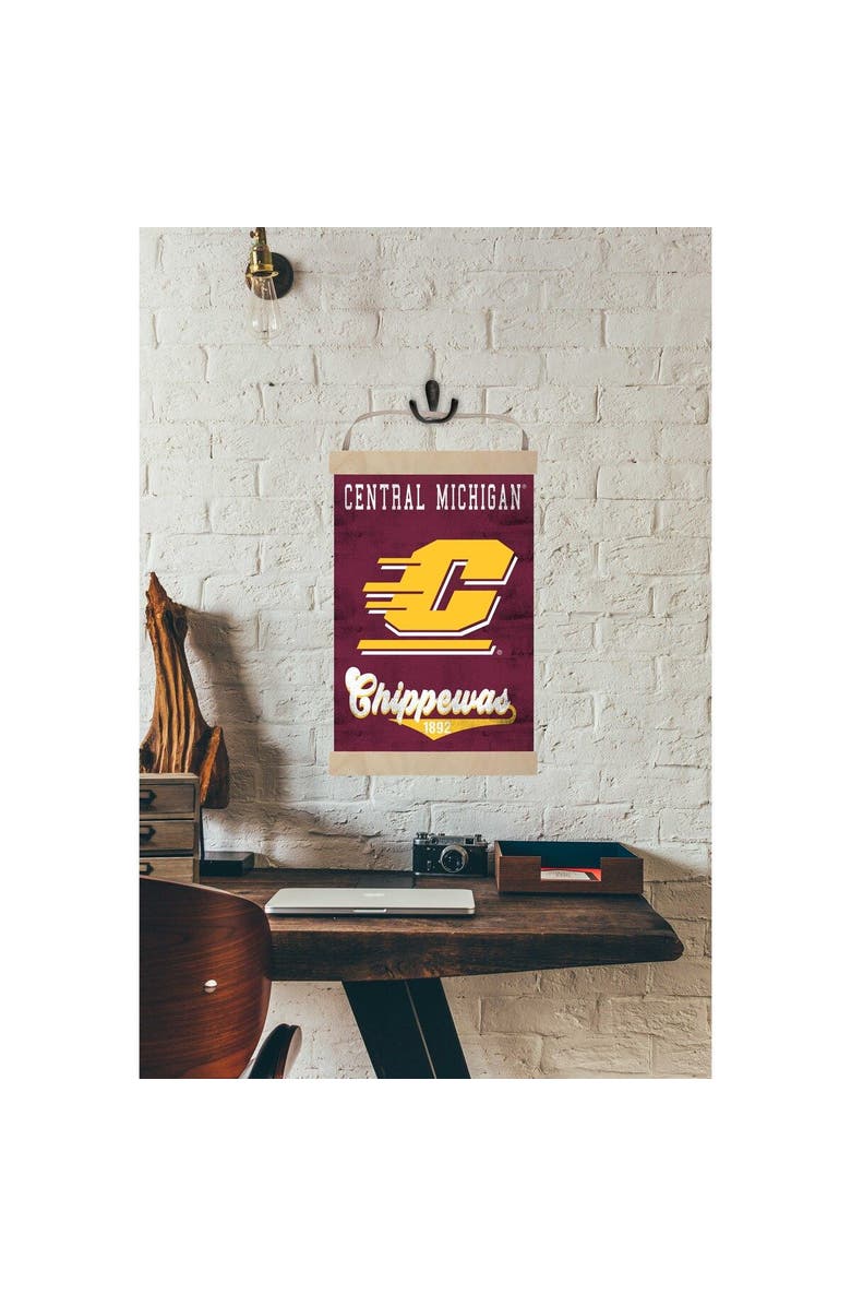 JARDINE Cent. Michigan Chippewas 12'' x 20'' Retro Logo Banner Sign, Alternate, color, 