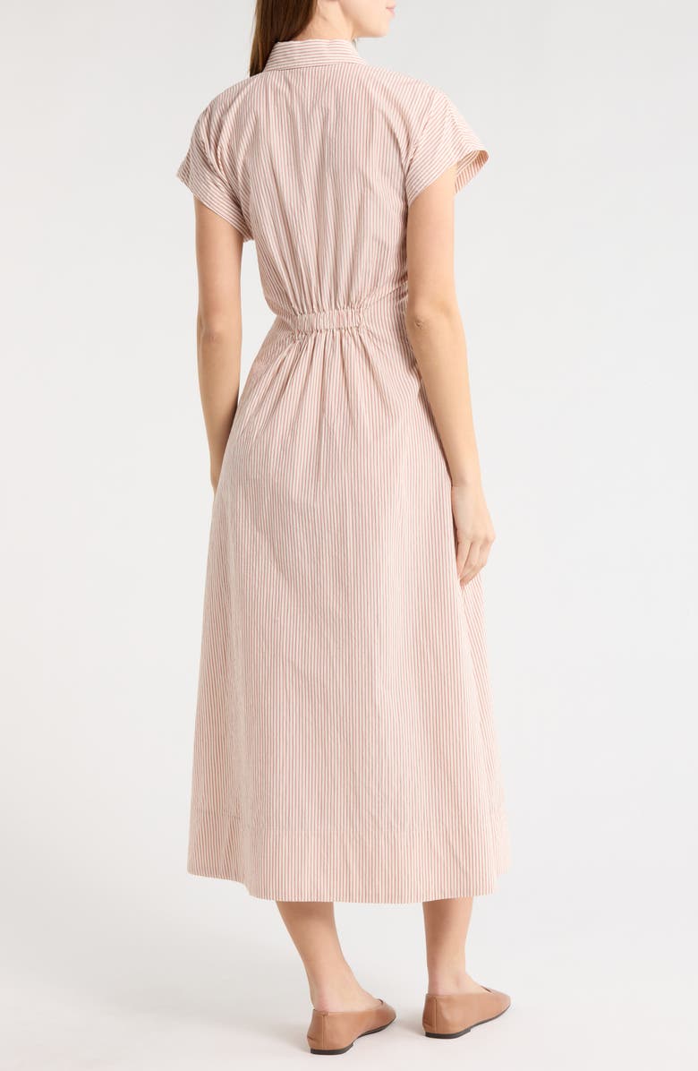 Marine Layer Arden Midi Shirtdress, Alternate, color, Rust/ White Stripe