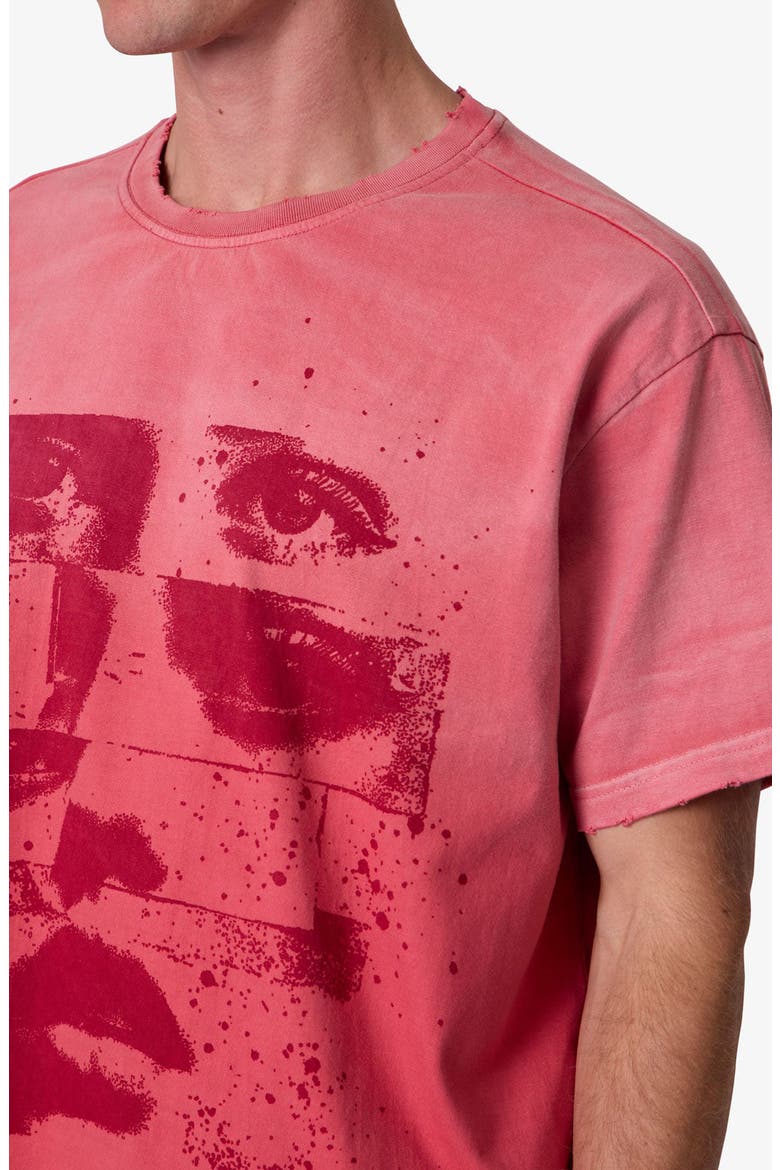 Face Distressed Graphic T-Shirt, Alternate, color, RED