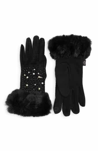 Nanette Lepore Jacquard Gloves with Faux Fur Trim