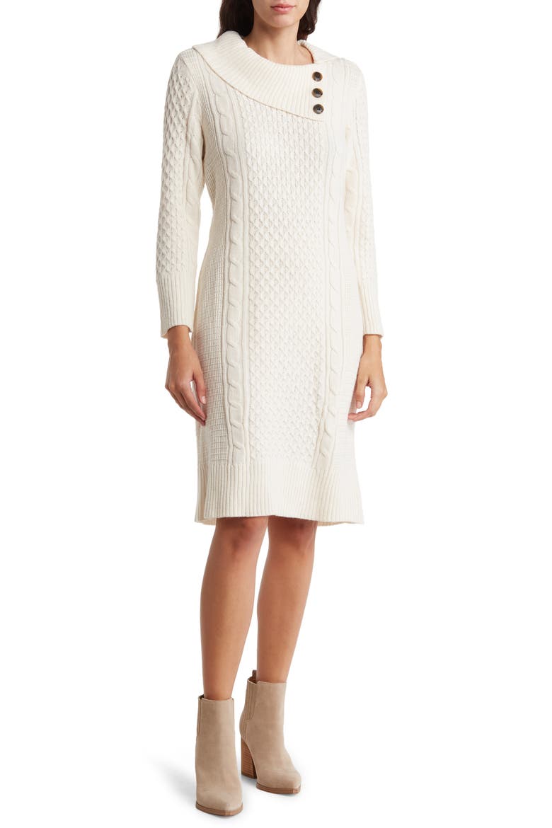 Long Sleeve Sweater Dress, Main, color, IVORY