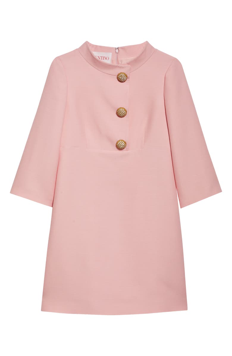 Valentino Garavani Crystal Button Crepe Couture Minidress, Alternate, color,