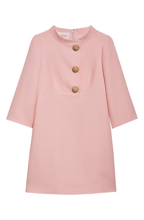 Valentino Garavani Crystal Button Crepe Couture Minidress In Pale Rose