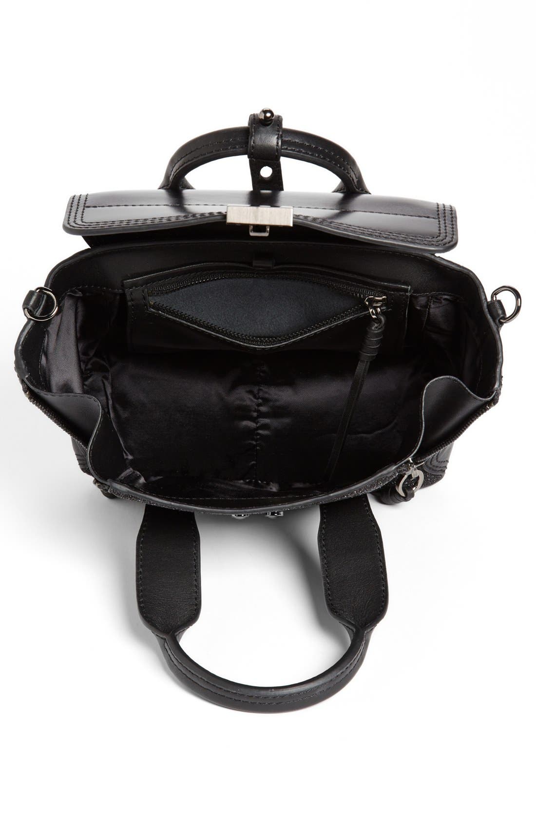 'Pashli Mini' Glitter Satchel, Alternate, color, BLACK/ GUNMETAL