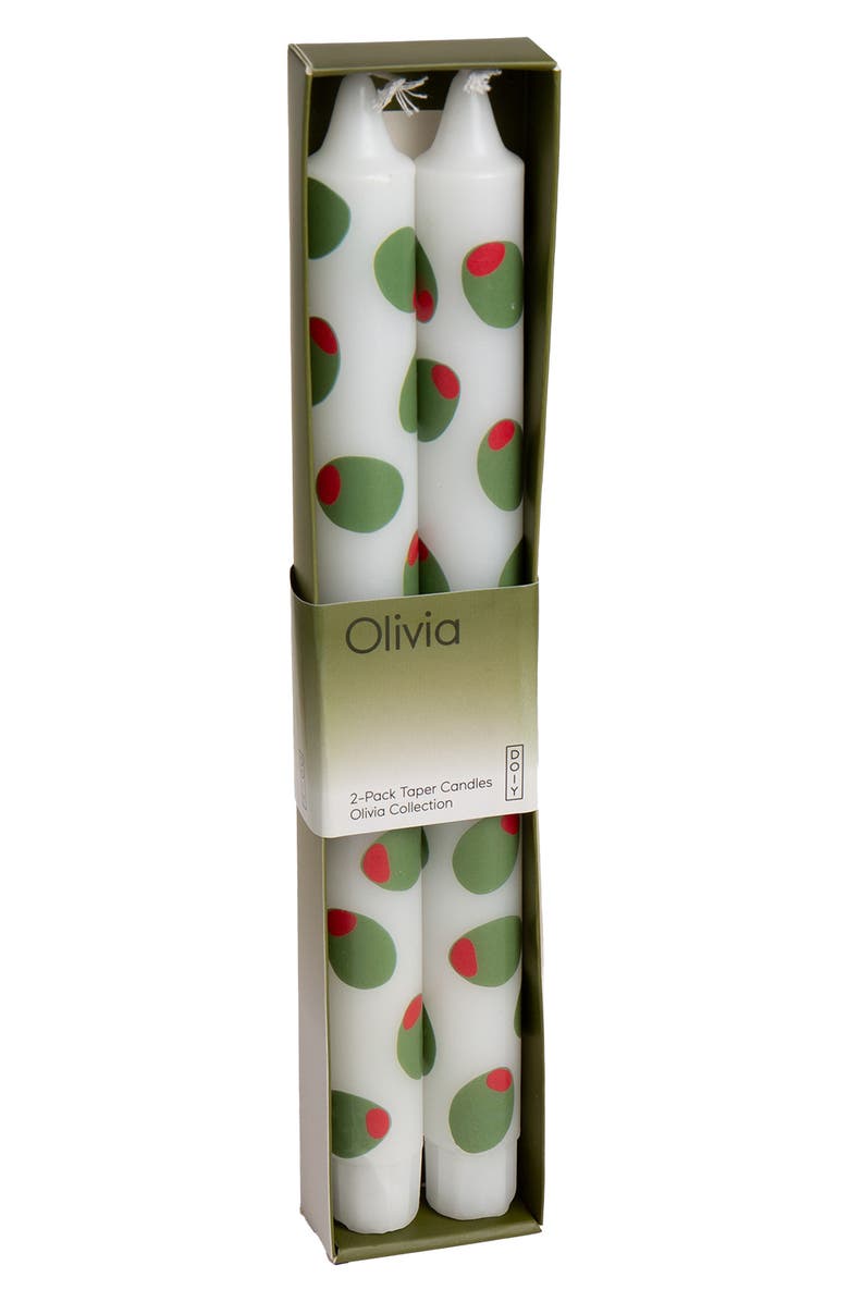 doiy Olivia 2-Pack Taper Candles, Alternate, color, Green Multi