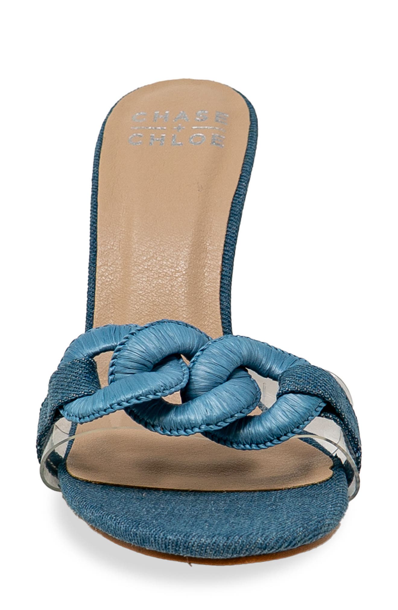 Chunky Link Stiletto Mule Sandal, Alternate, color, DENIM