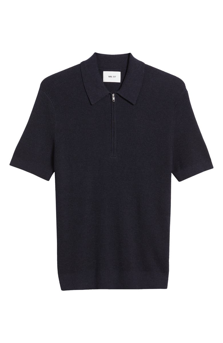 NN07 Hansie 6600 Organic Cotton Quarter Zip Sweater Polo, Alternate, color, Navy Melange