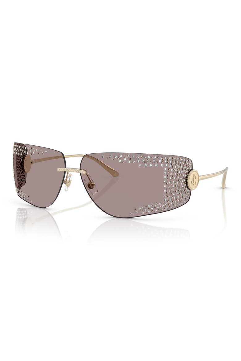 78mm Oversize Pillow Sunglasses, Alternate, color, PALE GOLD / LIGHT PURPLE BROWN
