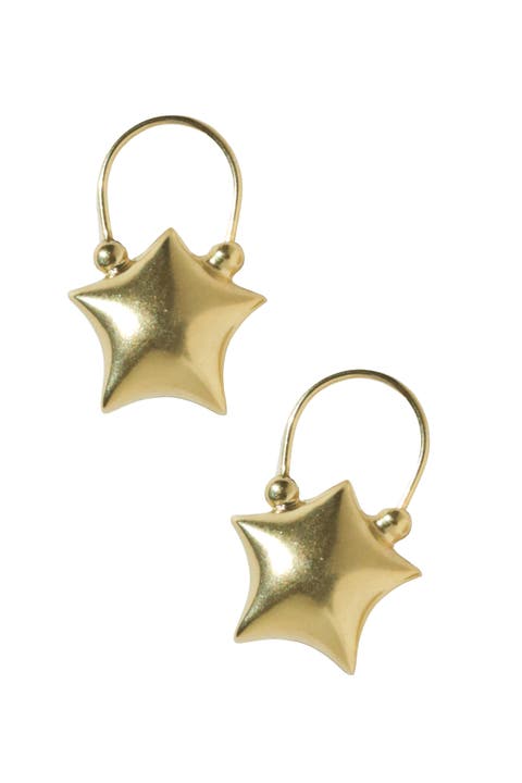 Gold Puffed Star Earrings