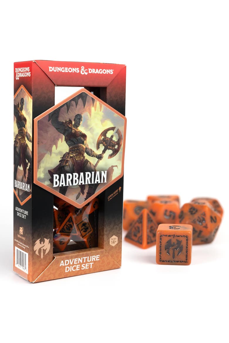 D&D Adventure Dice Barbarian Orange, 15Pc Rpg Set, Main, color, Orange