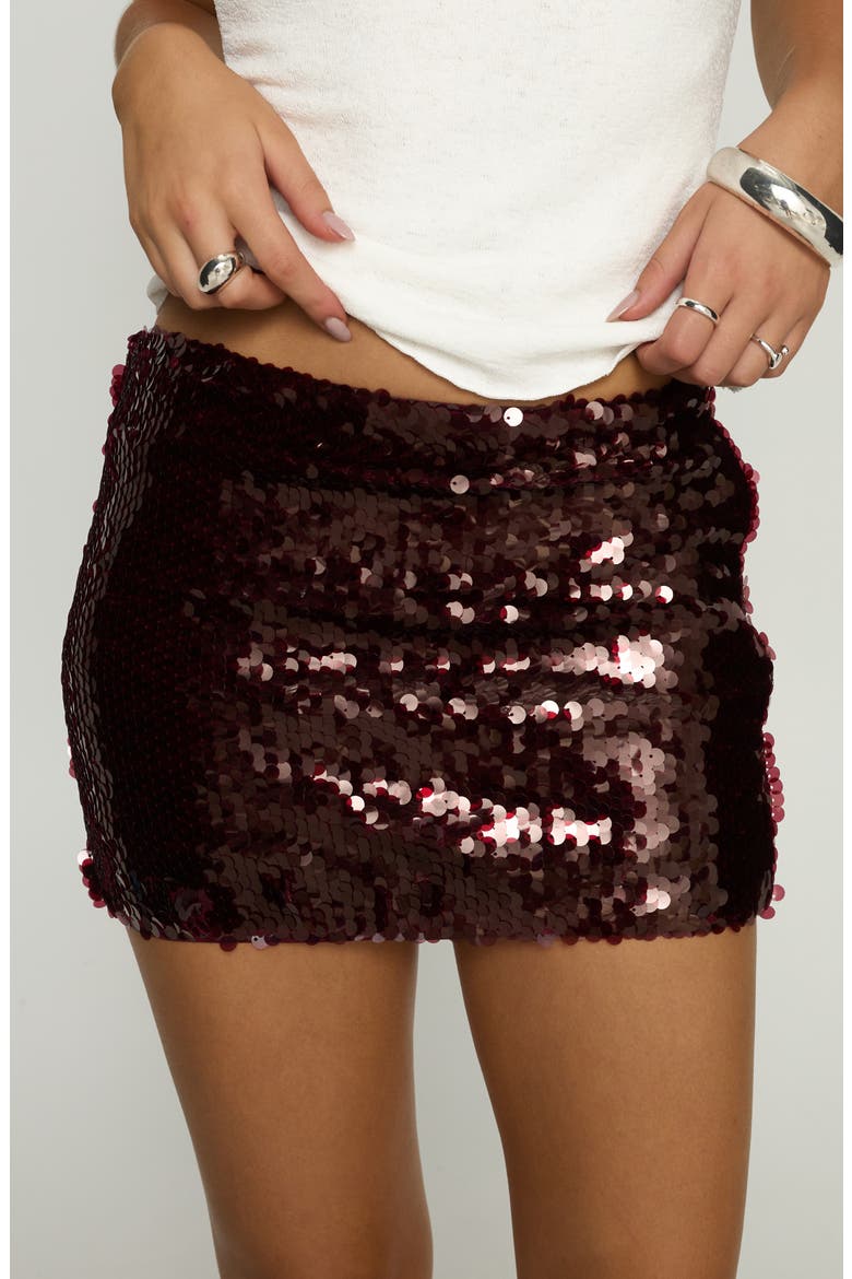 Lanita Sequin Miniskirt, Alternate, color, BURGUNDY