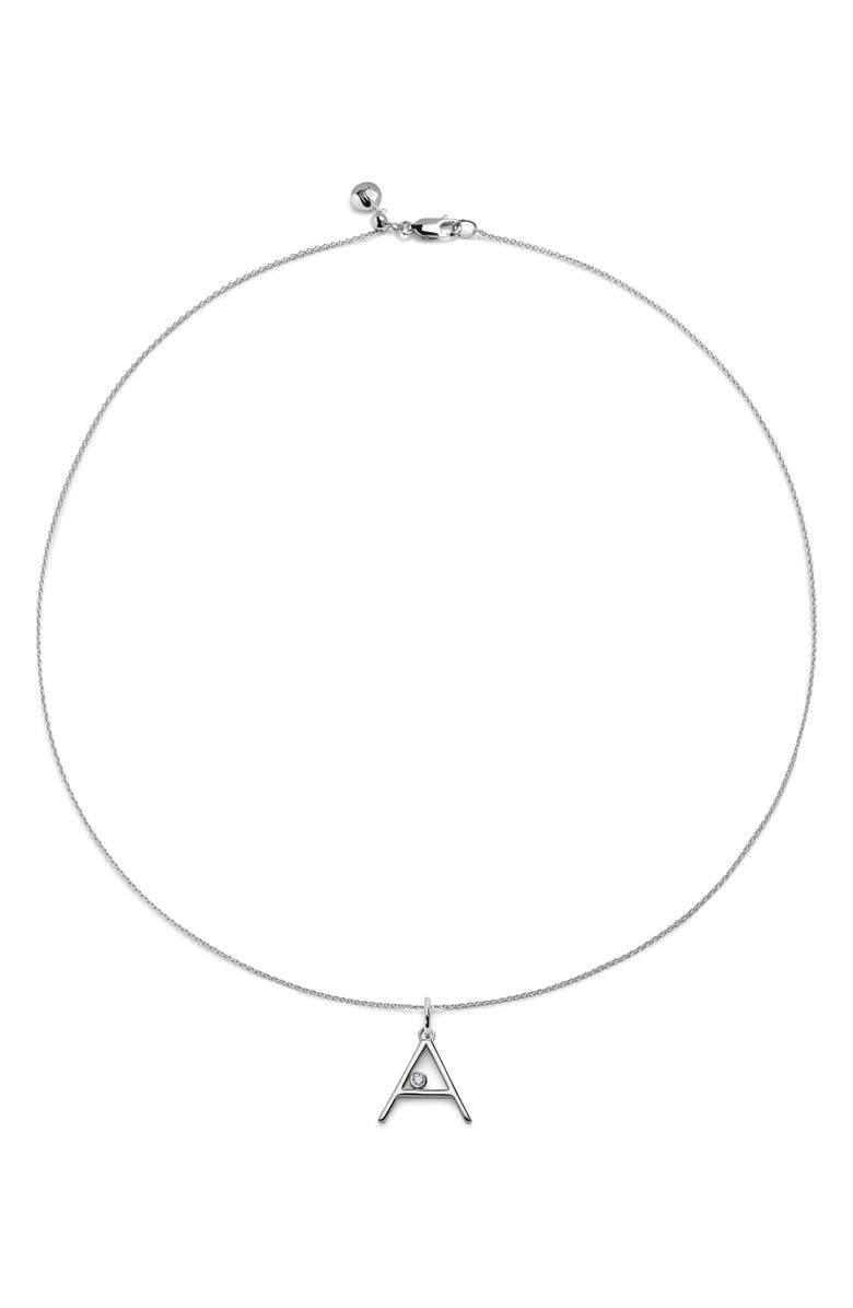 Monica Vinader Lab Grown Diamond Initial Pendant, Main, color, Sterling Silver A