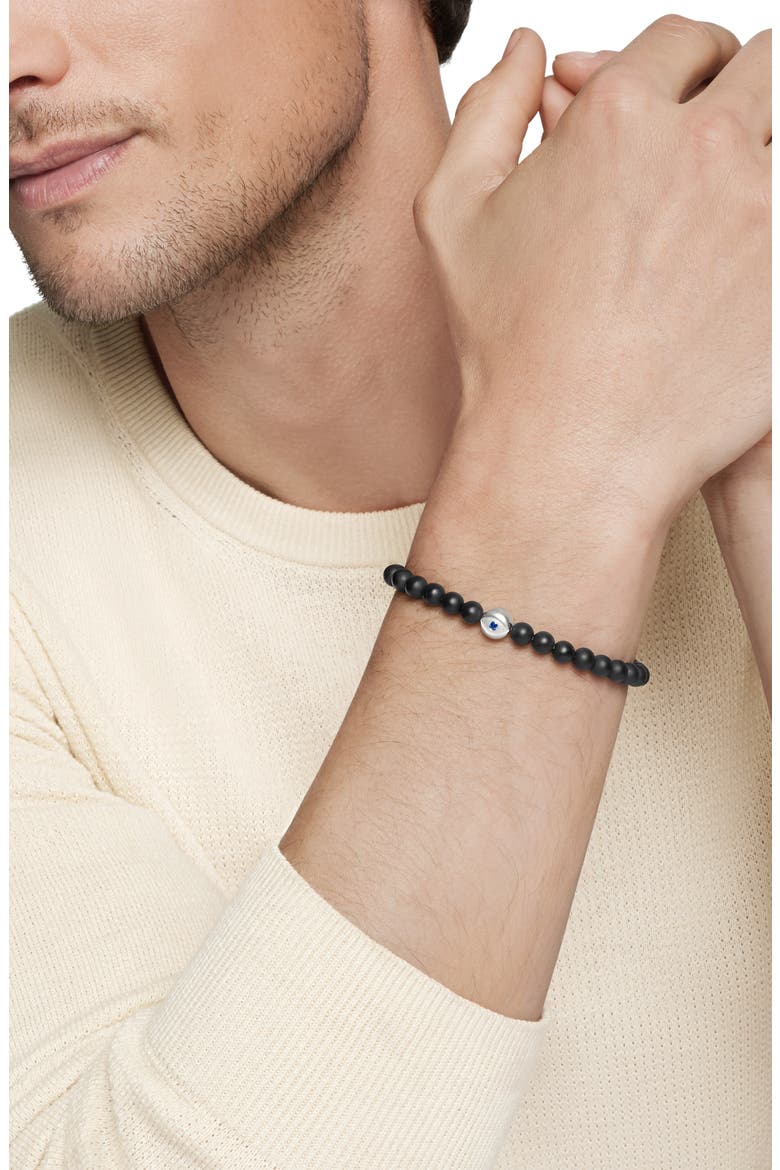Evil Eye Black Onyx & Sapphire Bracelet, Alternate, color, STERLING SILVER