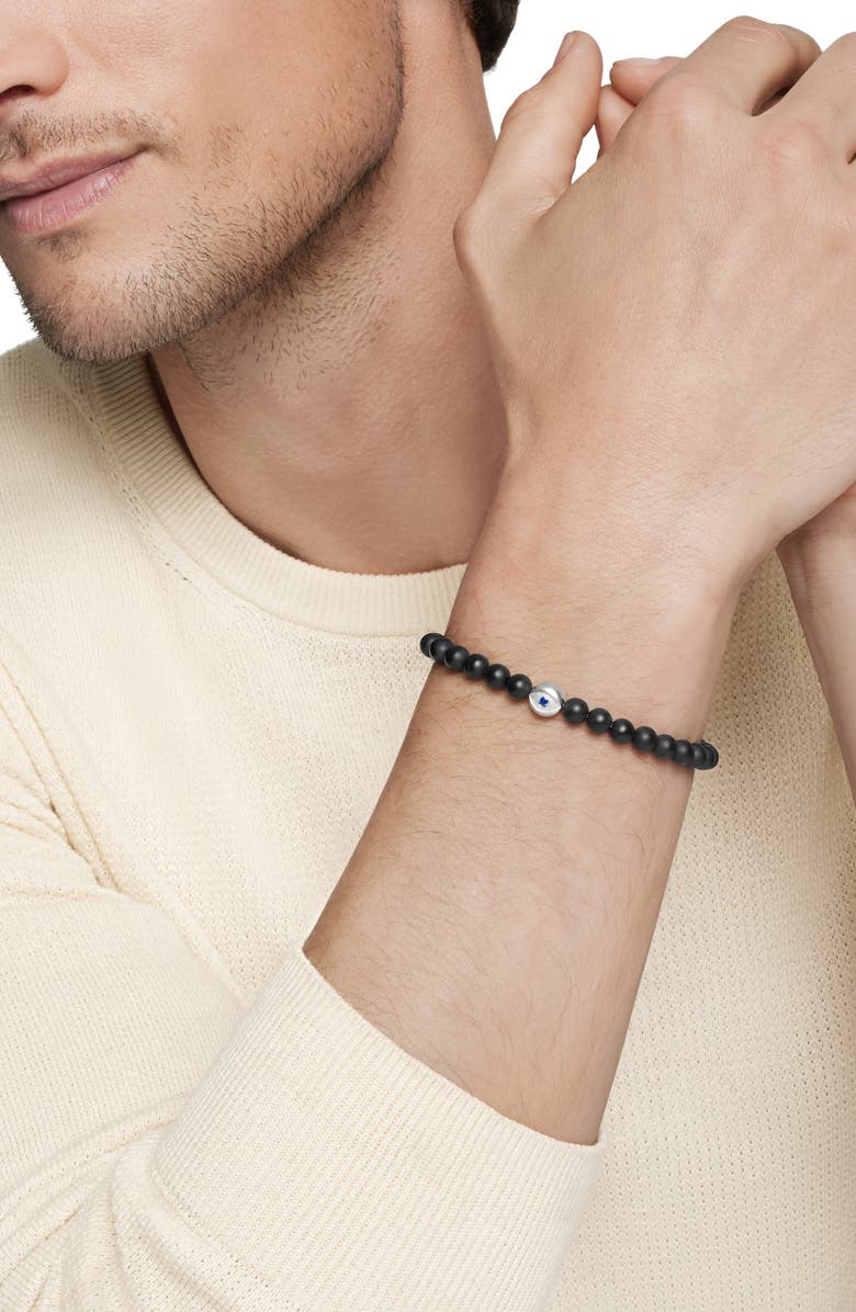 David Yurman Evil Eye Black Onyx & Sapphire Bracelet, Alternate, color, Sterling Silver