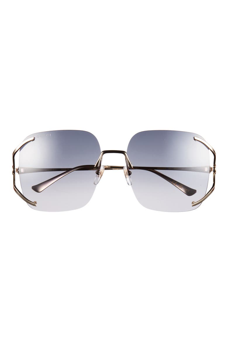 60mm Square Sunglasses, Main, color, GOLD GOLD GREY
