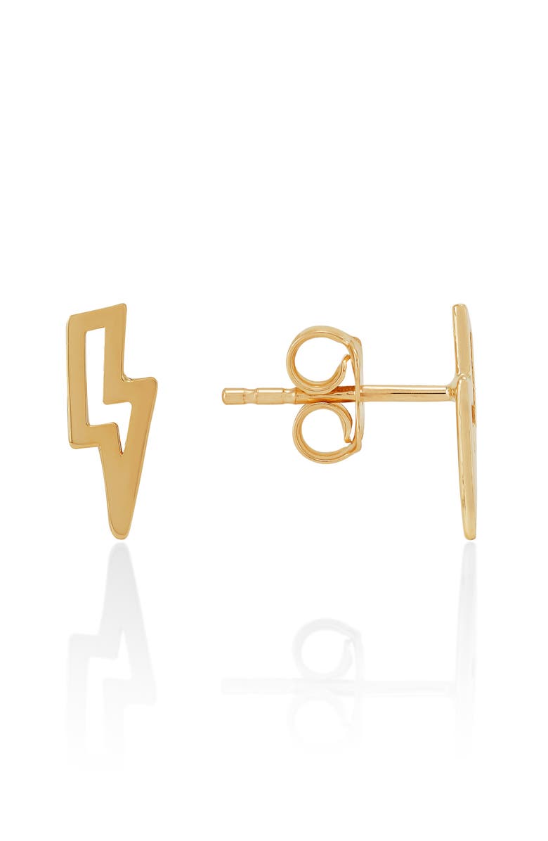 Frankie & Zoe Lightning Bolt Stud Earrings, Alternate, color, Yellow Gold