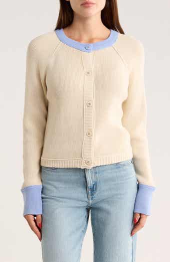 INTERNATIONAL DESIGNER Colorblock Button Front Crop Cardigan