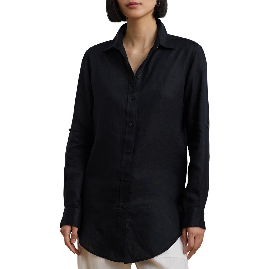Ralph Lauren Lauren Relaxed Fit Linen Button-up Shirt In Polo Black