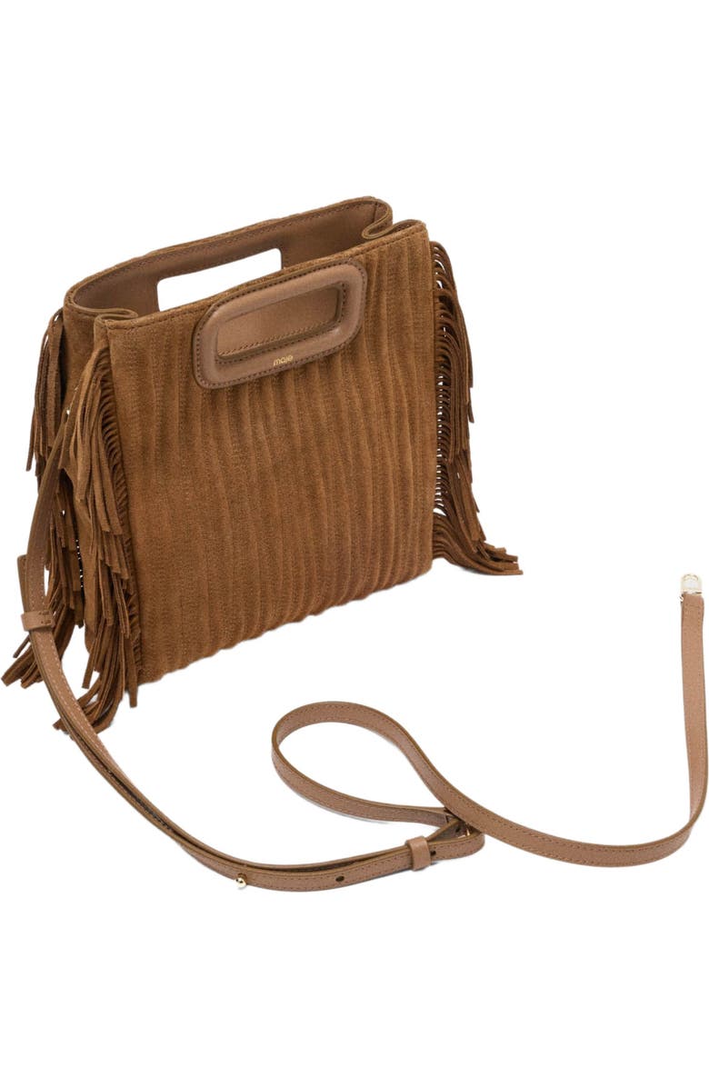 maje Quilted suede M bag, Alternate, color, Camel